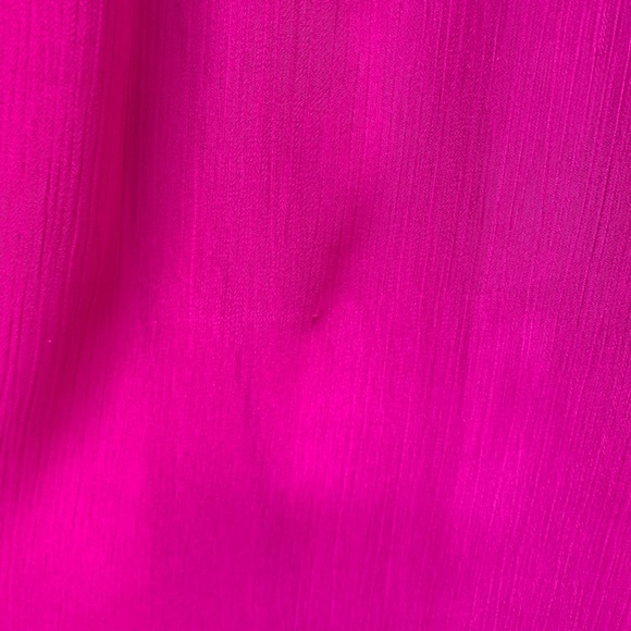 Badgley Mischka Collection Magenta Fluorescent Chiffon Strapless Gown 10 - Picture 12 of 15